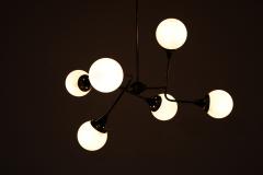 Stilnovo Pair of Stilnovo Style Chandeliers in Brass and Glass 1960s - 4731430