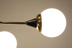  Stilnovo Pair of Stilnovo Style Chandeliers in Brass and Glass 1960s - 4731431