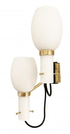  Stilnovo Pair of Stilnovo Wall Lights with Frosted Glass Shades - 1270147