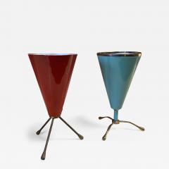  Stilnovo Pair of Two Rare Table Lamp in Brass and Lacquered Metal Stilnovo Italy 1950s - 1565964