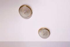  Stilnovo Pair of brass and glass flush mount Italy 1950s - 4013092