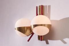  Stilnovo Pair of midcentury wall lights made of metal brass and glass Italy 1950s - 3476429