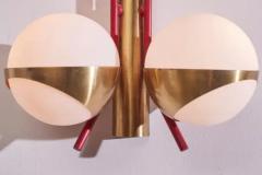  Stilnovo Pair of midcentury wall lights made of metal brass and glass Italy 1950s - 3476439