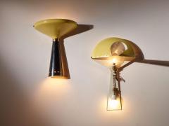  Stilnovo Pair of two tone enamelled metal and brass wall lights by Stilnovo Italy 1950s - 3954595