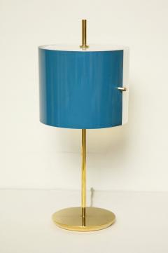  Stilnovo Petite Brass Table Lamp with Blue and White Perspex Italy c 1950 - 550092