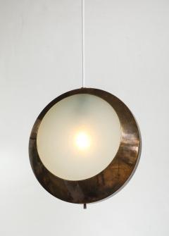  Stilnovo Rare Pendant Ceiling Light Model 1205 in Brass and Etched Glass by Stilnovo - 4794828