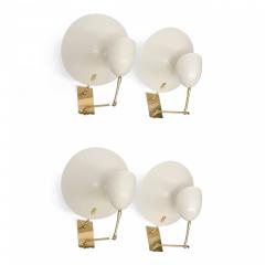  Stilnovo Set of 4 Italian Enameled Metal and Brass Wall Lights Stilnovo Attributed - 4163229