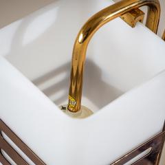  Stilnovo Single Wall Sconce in Opaline Glass and Brass by Stilnovo Milan Italy 1950s - 4619348