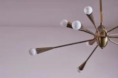  Stilnovo Sputnik ten lights brass chandelier attribute to Stilnovo Italy 1950s - 3723046