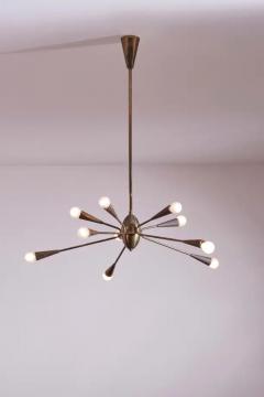  Stilnovo Sputnik ten lights brass chandelier attribute to Stilnovo Italy 1950s - 3723050