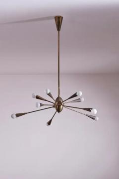  Stilnovo Sputnik ten lights brass chandelier attribute to Stilnovo Italy 1950s - 3723060