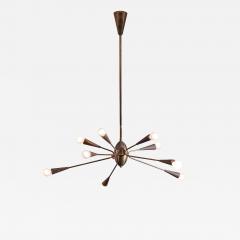  Stilnovo Sputnik ten lights brass chandelier attribute to Stilnovo Italy 1950s - 3728384