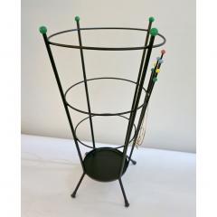  Stilnovo Stilnovo 1970s Vintage Black Lacquer Italian Umbrella Stand with Clef Motif - 852432