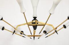  Stilnovo Stilnovo Attributed 8 Arm Modernist Brass Chandelier 1960s Italian Design - 4651496