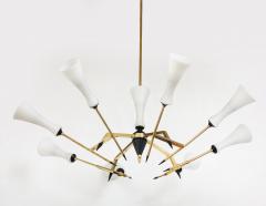  Stilnovo Stilnovo Attributed 8 Arm Modernist Brass Chandelier 1960s Italian Design - 4651498