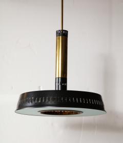  Stilnovo Stilnovo Black Brass Suspension Chandelier Textured Glass Italy c 1960 s - 3296559