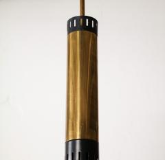  Stilnovo Stilnovo Black Brass Suspension Chandelier Textured Glass Italy c 1960 s - 3296561