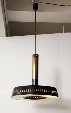  Stilnovo Stilnovo Black Brass Suspension Chandelier Textured Glass Italy c 1960 s - 3296562