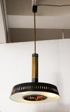  Stilnovo Stilnovo Black Brass Suspension Chandelier Textured Glass Italy c 1960 s - 3296563