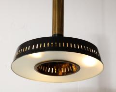  Stilnovo Stilnovo Black Brass Suspension Chandelier Textured Glass Italy c 1960 s - 3296566