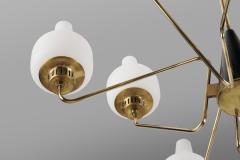  Stilnovo Stilnovo Brass and Glass Chandelier Italy 1950s - 3103490