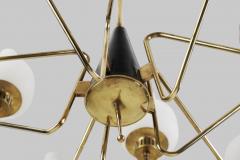  Stilnovo Stilnovo Brass and Glass Chandelier Italy 1950s - 3103493