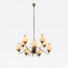  Stilnovo Stilnovo Brass and Glass Chandelier Italy 1950s - 3104615