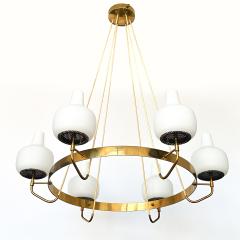  Stilnovo Stilnovo Brass and Opaline Glass Six Globe Chandelier - 3000597