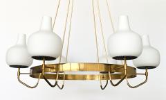  Stilnovo Stilnovo Brass and Opaline Glass Six Globe Chandelier - 3000600