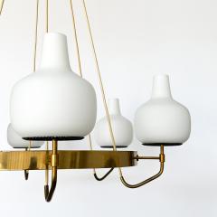  Stilnovo Stilnovo Brass and Opaline Glass Six Globe Chandelier - 3000602