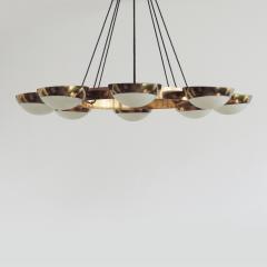  Stilnovo Stilnovo Chandelier in Brass and Glass Italy 1950s - 1578059