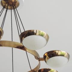  Stilnovo Stilnovo Chandelier in Brass and Glass Italy 1950s - 1578062