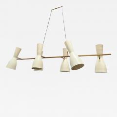  Stilnovo Stilnovo Diabolo Chandelier in Brass and Cream Enamel Italy 1950s - 4288071