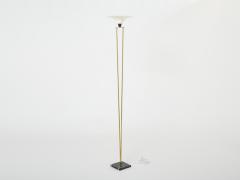  Stilnovo Stilnovo Italian brass and opaline floor lamp marble base 1960s - 2987737