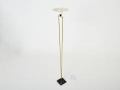  Stilnovo Stilnovo Italian brass and opaline floor lamp marble base 1960s - 2987738