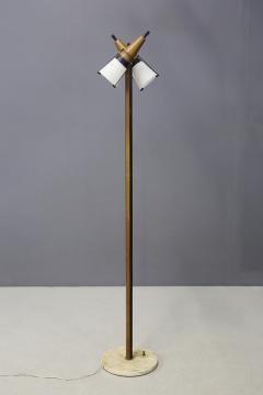 Stilnovo Stilnovo MidCentury Floor Lamp in brass marble and opaline glass 1950s - 1311142