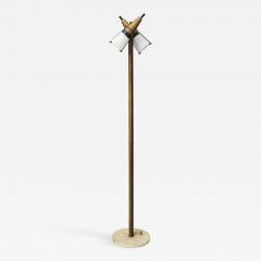  Stilnovo Stilnovo MidCentury Floor Lamp in brass marble and opaline glass 1950s - 1312773