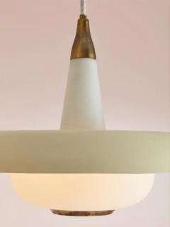  Stilnovo Stilnovo Midcentury Pendant Light Made of Opal Glass Brass Metal Italy 1950s - 3469338