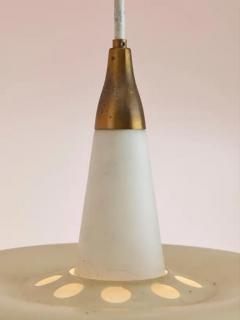  Stilnovo Stilnovo Midcentury Pendant Light Made of Opal Glass Brass Metal Italy 1950s - 3469339