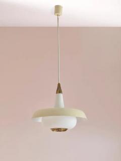  Stilnovo Stilnovo Midcentury Pendant Light Made of Opal Glass Brass Metal Italy 1950s - 3469342