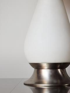  Stilnovo Stilnovo Opaline Glass and Brushed Steel Table Lamp - 4693771