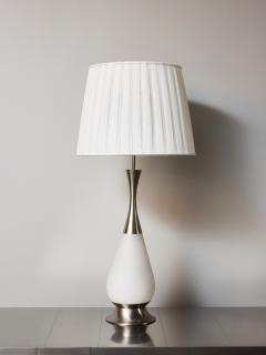  Stilnovo Stilnovo Opaline Glass and Brushed Steel Table Lamp - 4693785