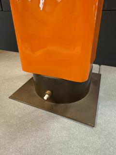  Stilnovo Stilnovo Orange Enamel Table Lamp with Custom Shade Italy 1970s - 4324934