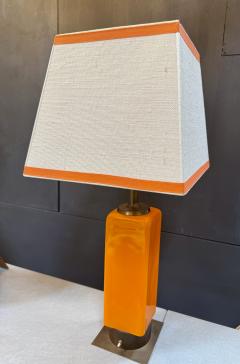  Stilnovo Stilnovo Orange Enamel Table Lamp with Custom Shade Italy 1970s - 4324939