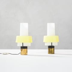  Stilnovo Stilnovo Pair of Table Lamps 8039 in Glass Aluminum and Brass 60s - 3112164