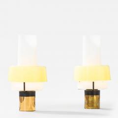  Stilnovo Stilnovo Pair of Table Lamps 8039 in Glass Aluminum and Brass 60s - 3117014