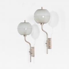 Stilnovo Stilnovo Pair of Wall Lamps with Glass Diffusers and Chromed Metal - 4116712