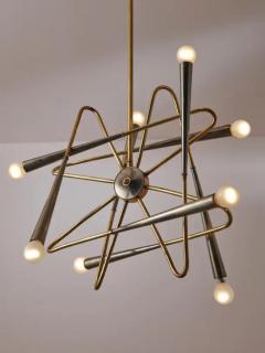  Stilnovo Stilnovo Sputnik Six Arms Brass Chandelier Italy 1960s - 3472998