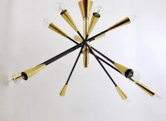  Stilnovo Stilnovo Style Huge Articulating Black and Brass Sputnik Chandelier Italy 1950 - 4054854