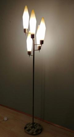  Stilnovo Stilnovo Style Italian Brass Floor Lamp with Six Lights and marble base 1960s - 936569